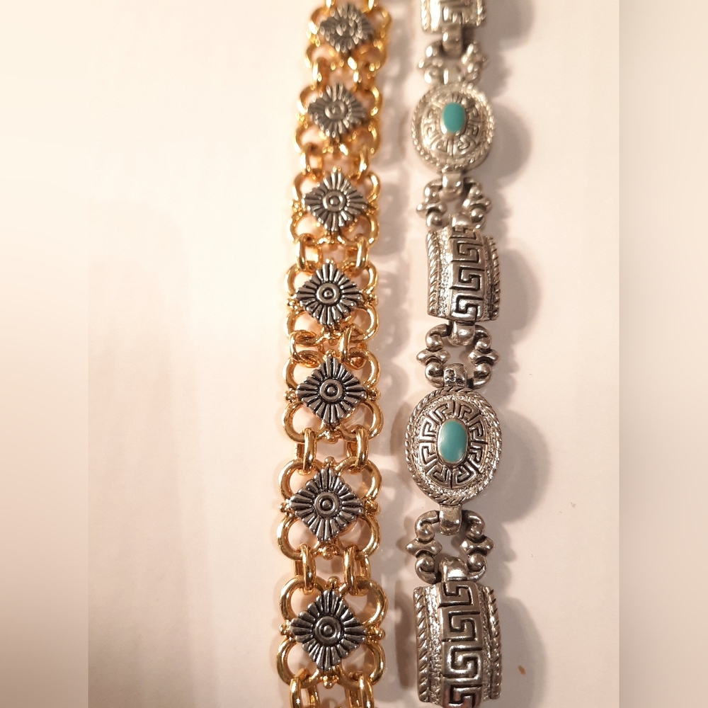 Elegant Gold and Silver Plate Bracelet Set